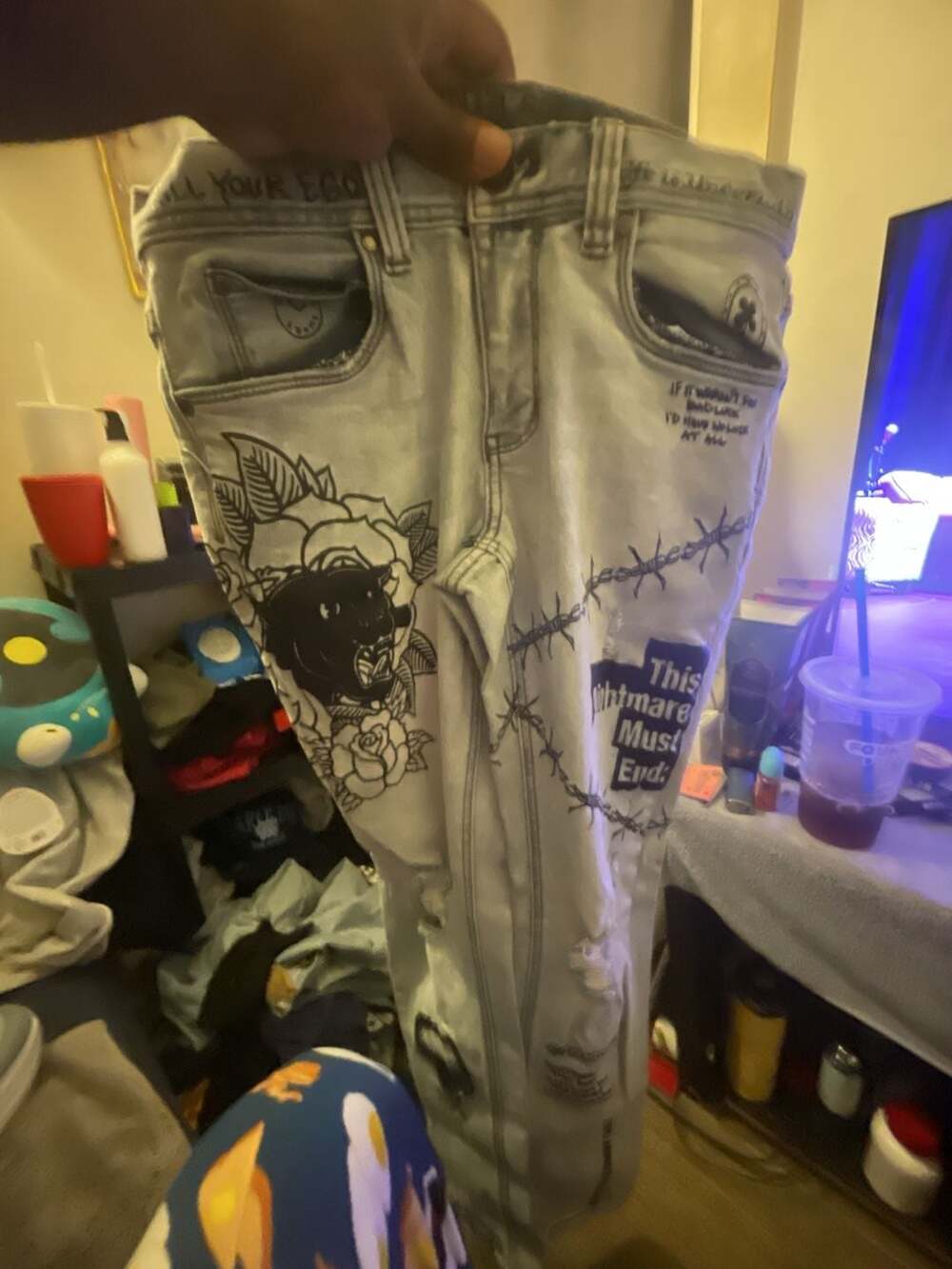 Ninth Hall Rogue Printed Light Aged Skinny Jeans Size 30